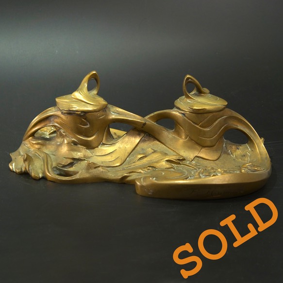 Inkwell-Art-Nouveau-Jugendstil-Bronze-Madurell Sold