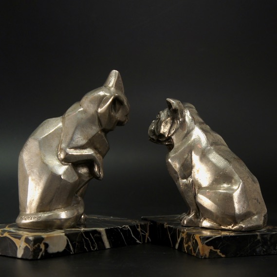 Art-Deco-Cat-Dog-Rochard-Bookends-E